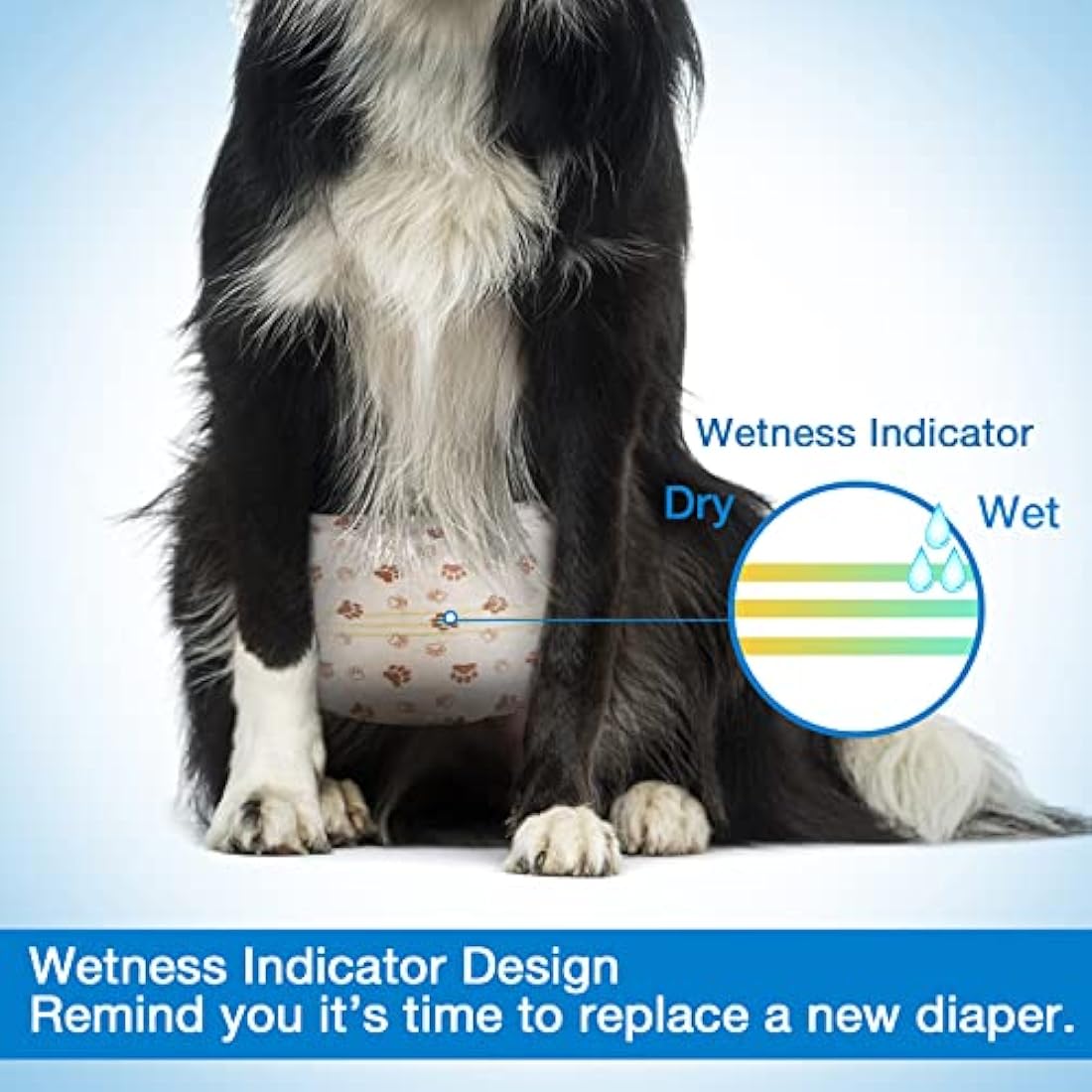 Pet Soft Dog Nappies Male- 20 Counts Disposable Male Dog Wraps, Super Absorbent Puppy Dog Diapers Incontinence Nappy Wraps with Wetness Indicator (M-20 Count)