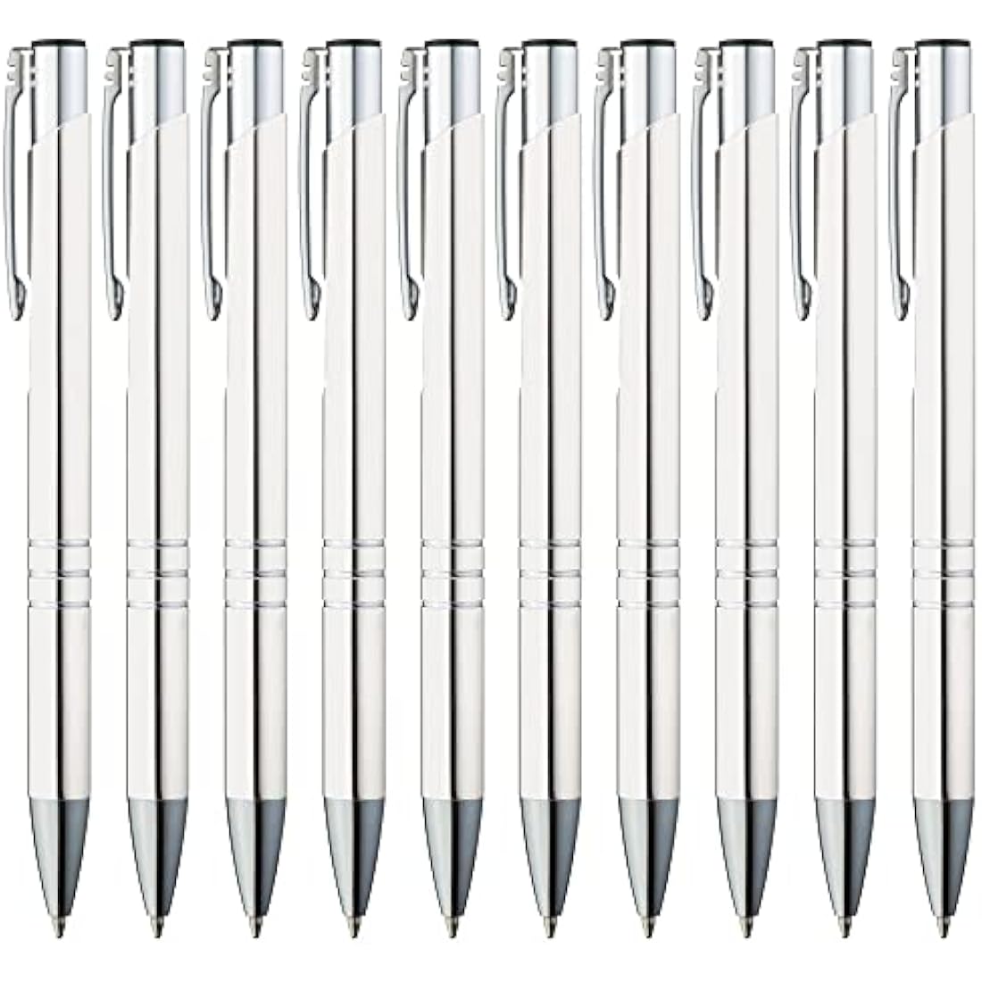 GIMEI Metal Ballpoint Pen Pack of 50 Premium Set High Quality for Easy and Soft Writing Blue Writing Ballpoint Pen White as a Visual Eye-Catcher