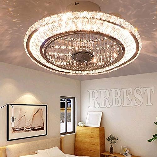 Ceiling Fan with Lamp, Crystal Ceiling Fan with LED Light, 72W Modern LED Dimmable Ceiling Light,Adjustable Wind Speed, with Remote Control,Restaurant Bedroom Decoration Indoor Fan Lighting (A)