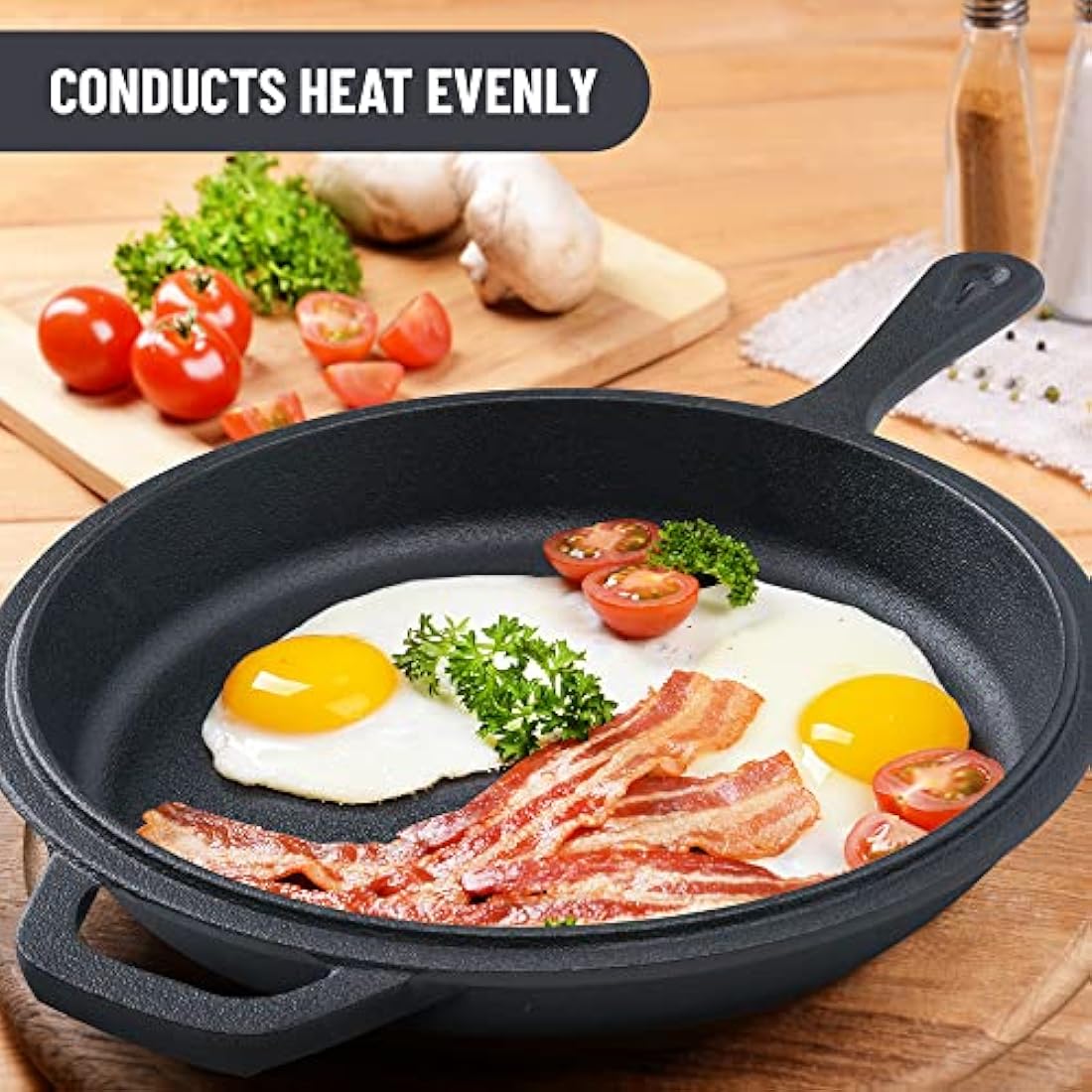 Tortillada - Cast Iron Skillet (26 cm) & Pot | Dutch Oven (3.5 Liter) | Preseasoned Cast Iron Combo Cooker + Handle Holder + E-Book with 50 Recipes, Kitchen Cookware