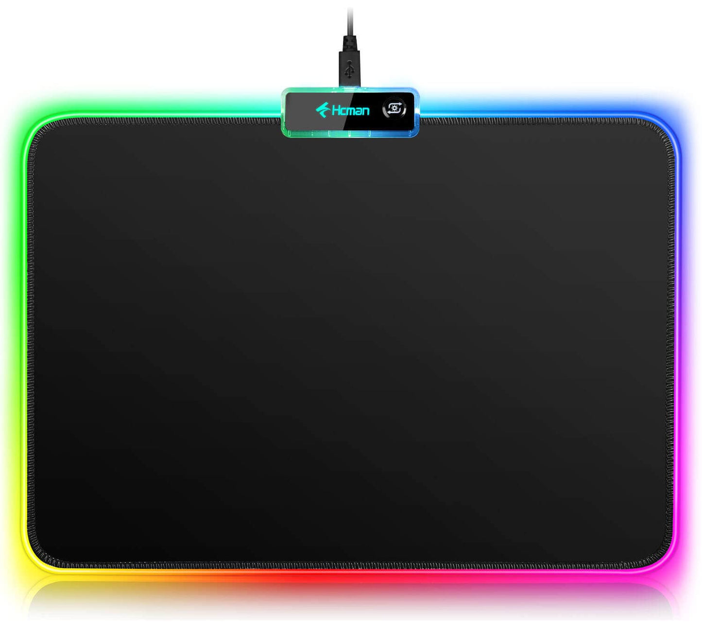 RGB Gaming Mouse Mat Pad - 336x245x3mm Hcman Led Mousepad with Non-Slip Rubber Base, Soft Computer Keyboard Mouse Pad for Macbook, PC, Laptop, Desk