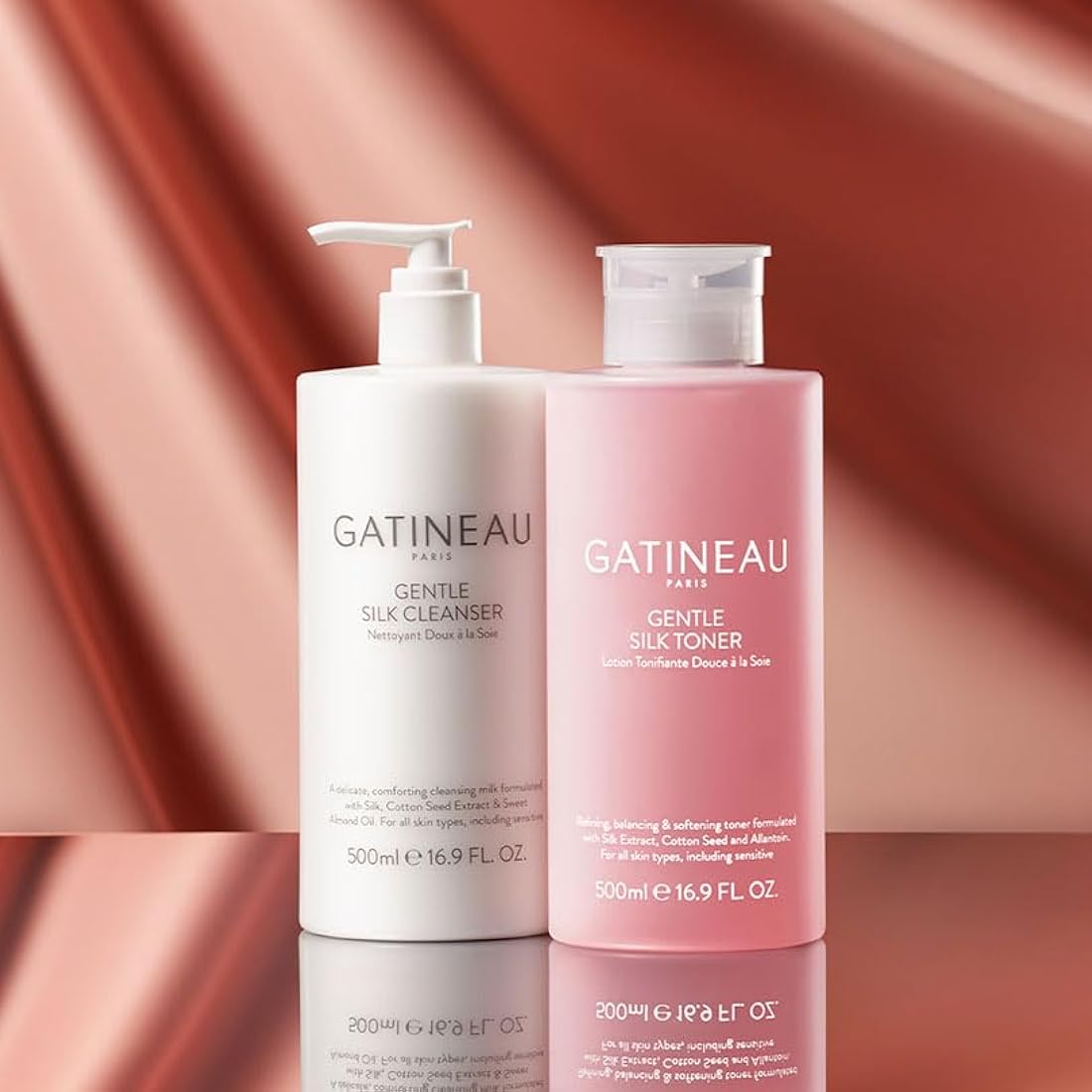 Gatineau - Gentle Silk Cleanser and Facial Toner Duo Set, for Hydrated and Smooth Skin, for All Skin Types, (2 x 500ml)