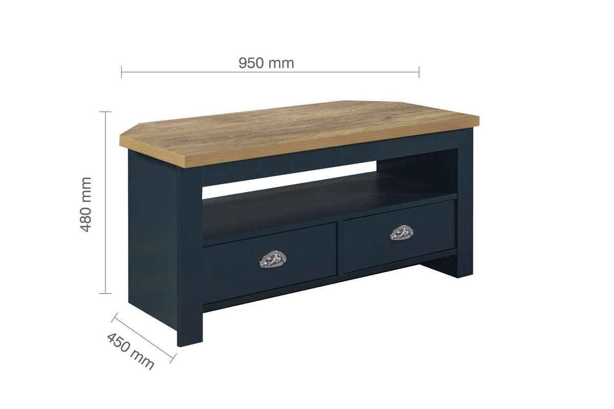Birlea Highgate Corner Tv Unit Navy Blue & Oak Effect