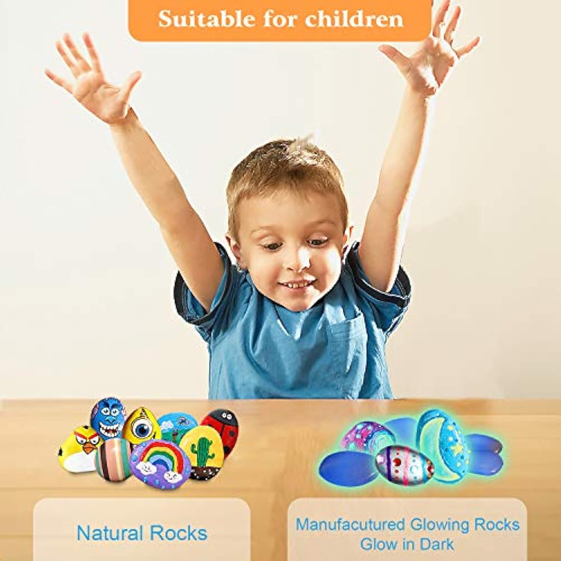 Lekebaby Rock Painting Kit, Arts and Crafts for Kids, Creative Toys & Gifts & Presents for Boys Girls Age 3-12 Year Old