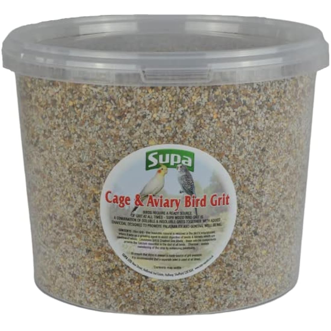 Supa Cage and Aviary Bird Grit, 3 Litre Bucket, Combination Of Soluble & Insoluble Grits and Charcoal Which Aids Good Health, Aids Digestions And Increase Vitality