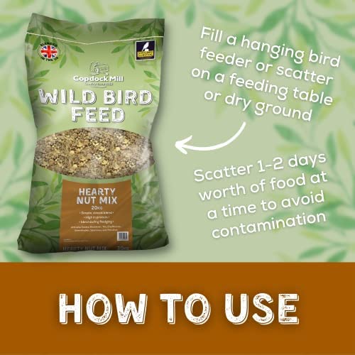 Copdock Mill Peanuts & Sunflower Hearts Bird Food 20kg - Hearty Nut Mix Bird Seed Blend with Sunflower Hearts and Peanuts for Wild Birds - High in