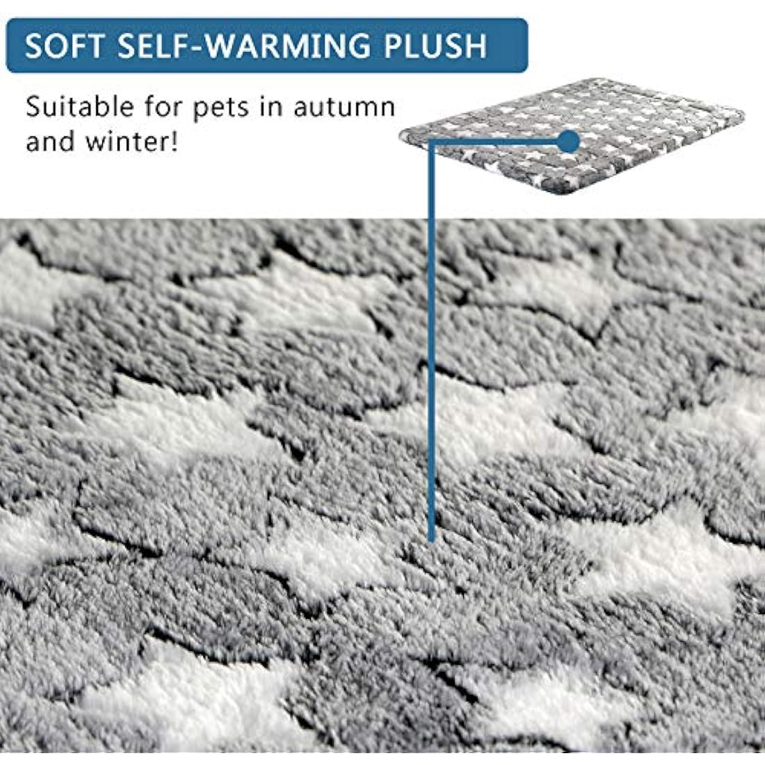 KROSER Dog Bed Mat - Reversible Cool & Warm, 106x71cm, Machine Washable, High Density Foam, Extra Large Dogs, Grey Blue