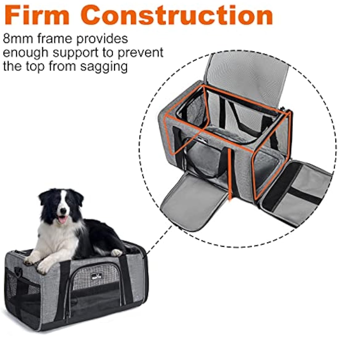 Wakytu Pet Carrier Bag for Small Medium Cats and Dogs, Foldable Cat Travel Carrier Bag, Soft-Sided Dog Carrier with Adequate Ventilation, 3 Entrance, Locking Safety Zippers