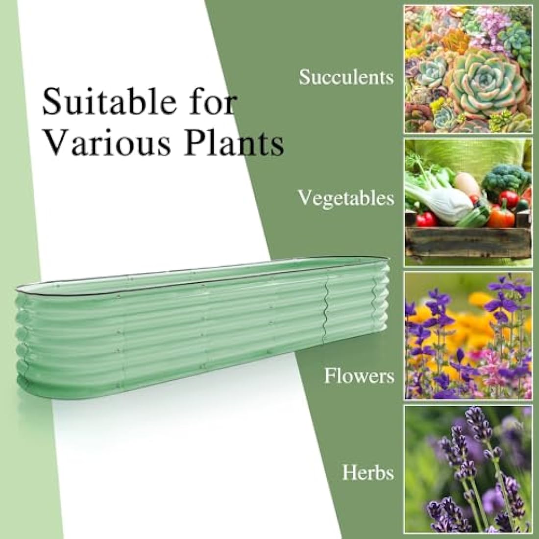 Byhagern Raised Garden Beds Outdoor, Anti-Rust Coating Planter Box with Safety Edging, Raised Garden Beds for Vegetables, Flowers, Herbs (Green)……