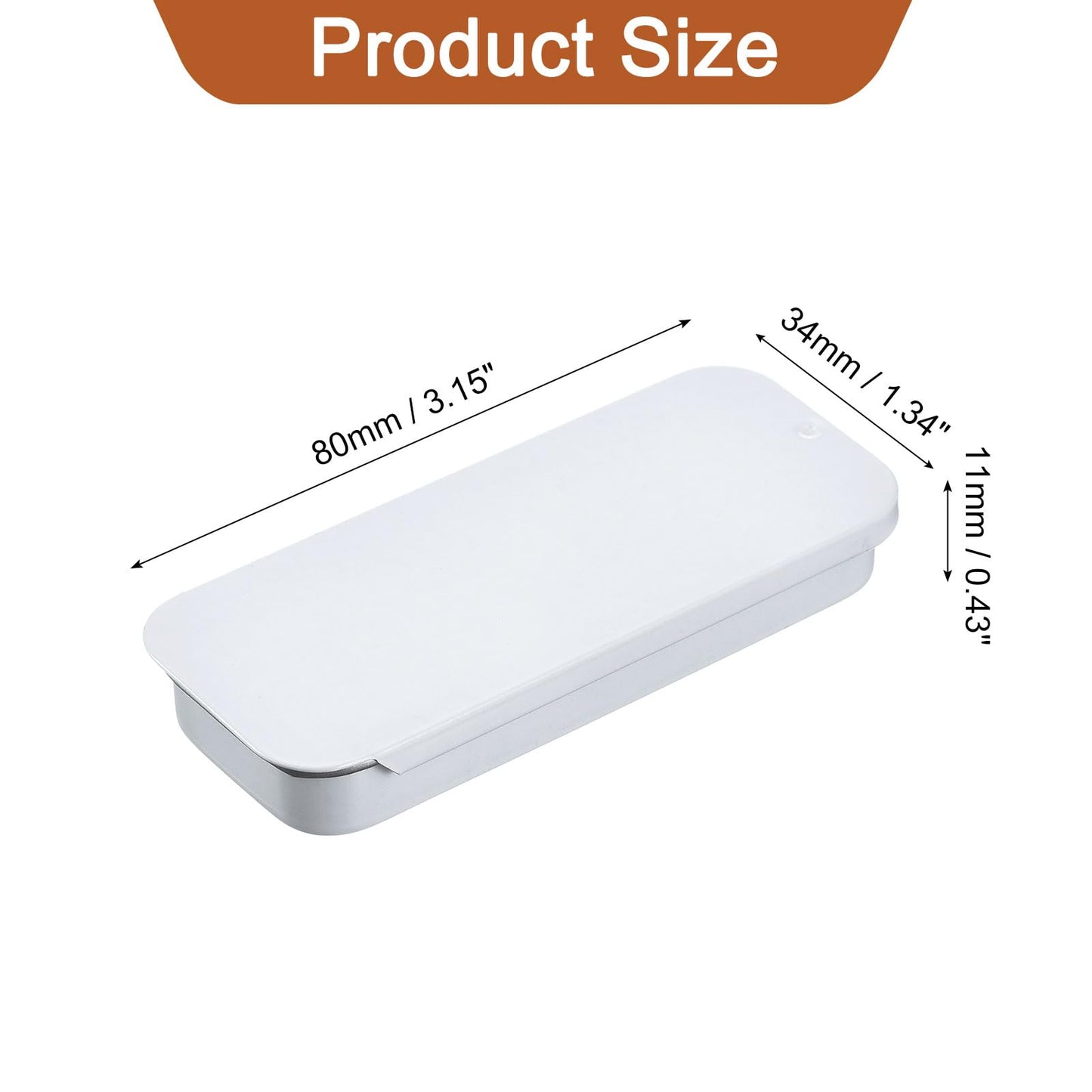 sourcing map 4 Pcs Metal Tin Box Container, 3.1x1.3x0.4 Inch Slide Top Tin Containers Empty Rectangular Storage Box Portable Mini Tin Case for Candy