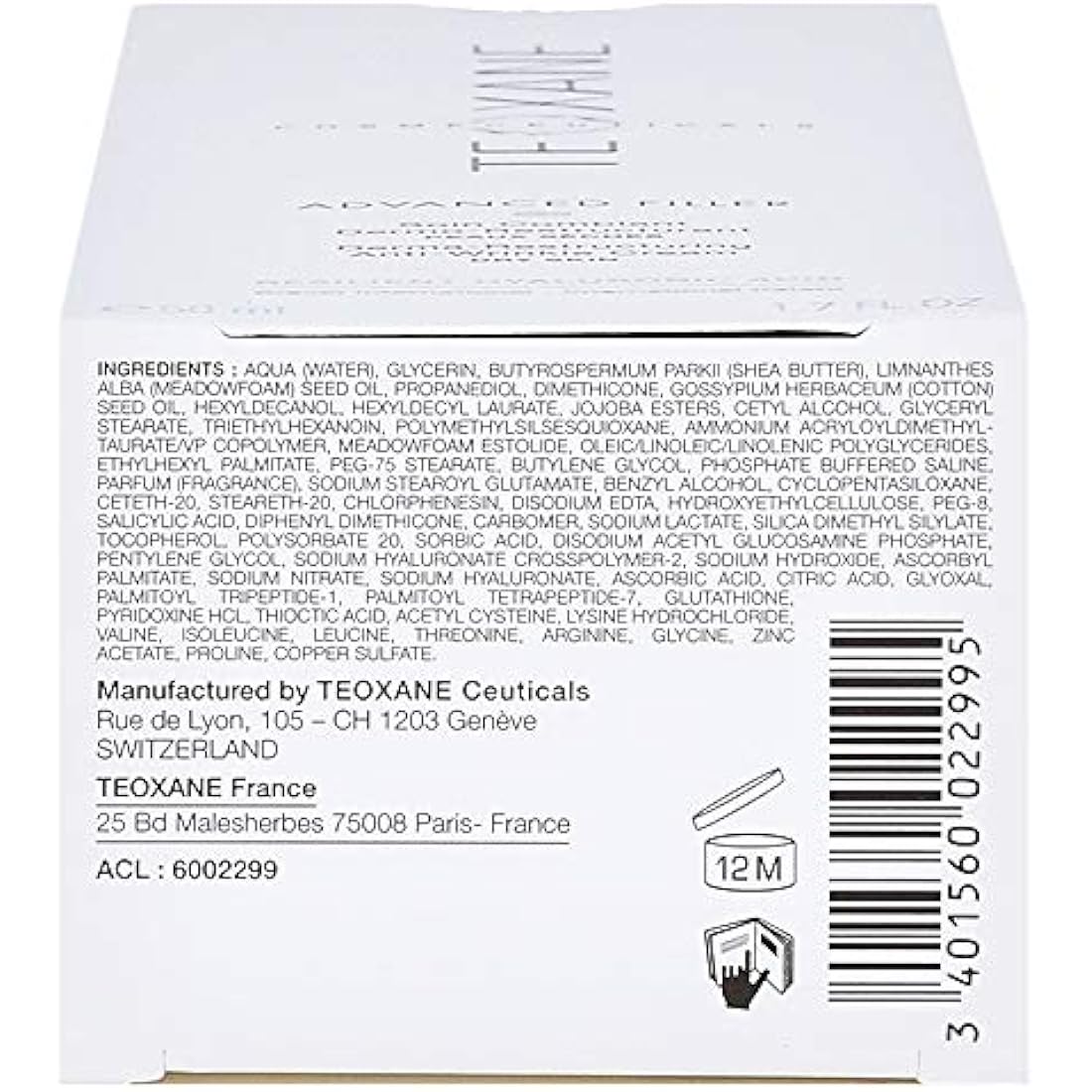 Teoxane Cosmeceuticals Advanced Filler for dry skin 50 milliliters