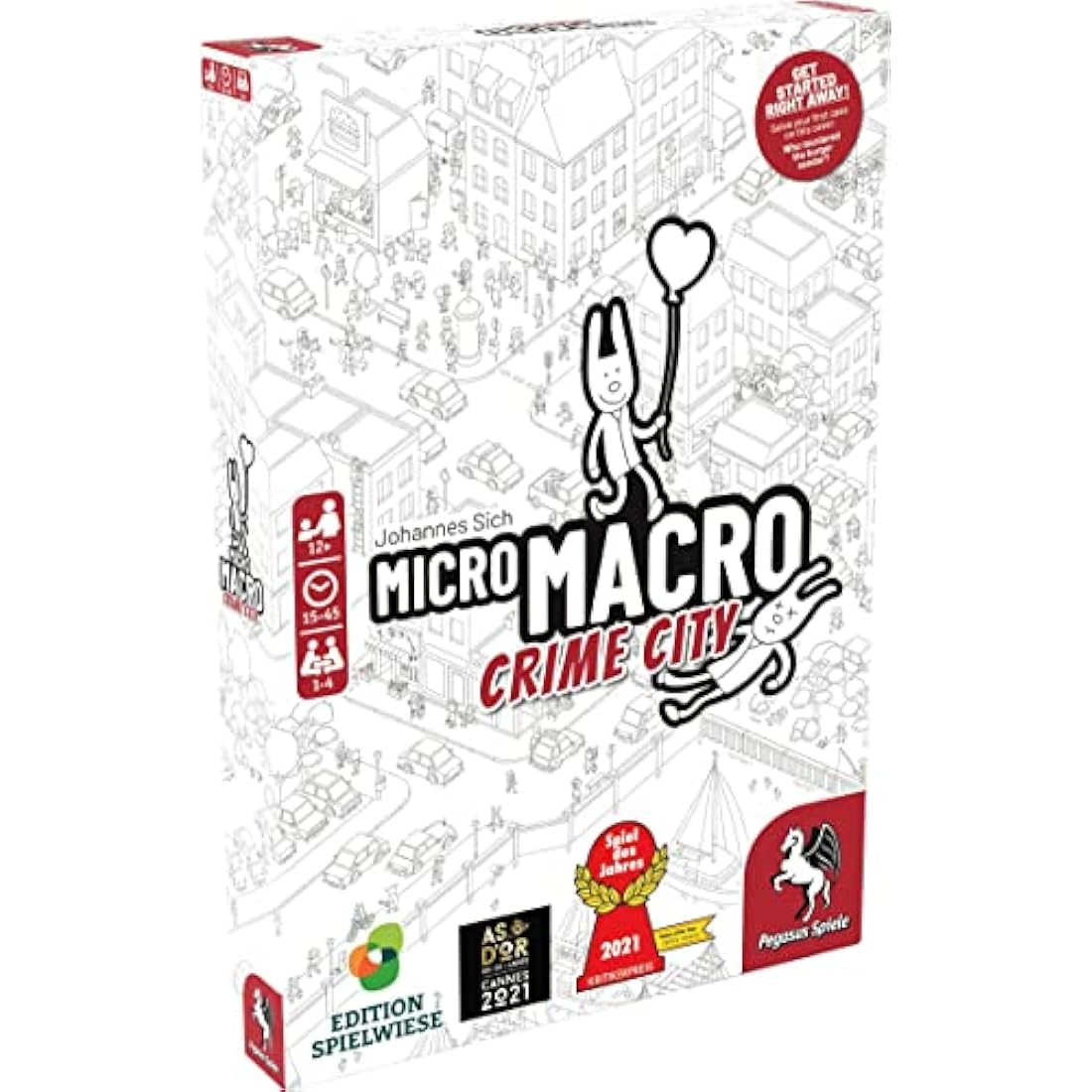 Pegasus Press | MicroMacro: Crime City | Board Game | Ages 12+ | 1-4 Players | 15-45 Minutes Playing Time
