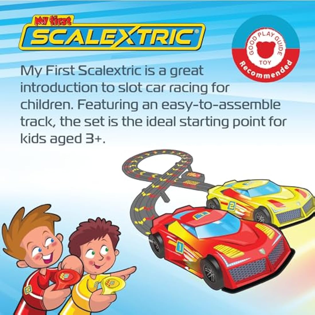 My First Scalextric Racing Track Sets for Kids Ages 3+ - Mains Powered Micro Race Car Set, Toy Cars Race Tracks for Boys. Incl. 1x Speed Track, 2x Racing Cars, 2x Controllers - Kids Toys Gifts