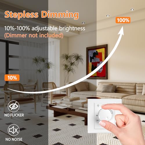 GeyouLux 3CCT LED Recessed Spotlight Dimmable 230V 4.9W IP44 Bathroom Spotlight 68-80 mm 45 Rotatable Extra Flat Round White Ceiling Light for Living