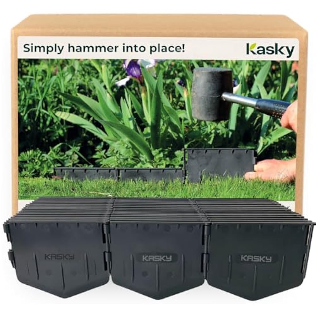 Easy to Install Lawn Edging Border - Simply Hammer into Place, No Trenches to Dig - Durable & Flexible Garden Edging - Invisible Grass & Path Edge from Recycled Plastic - 26.7 m / 87 ft Long