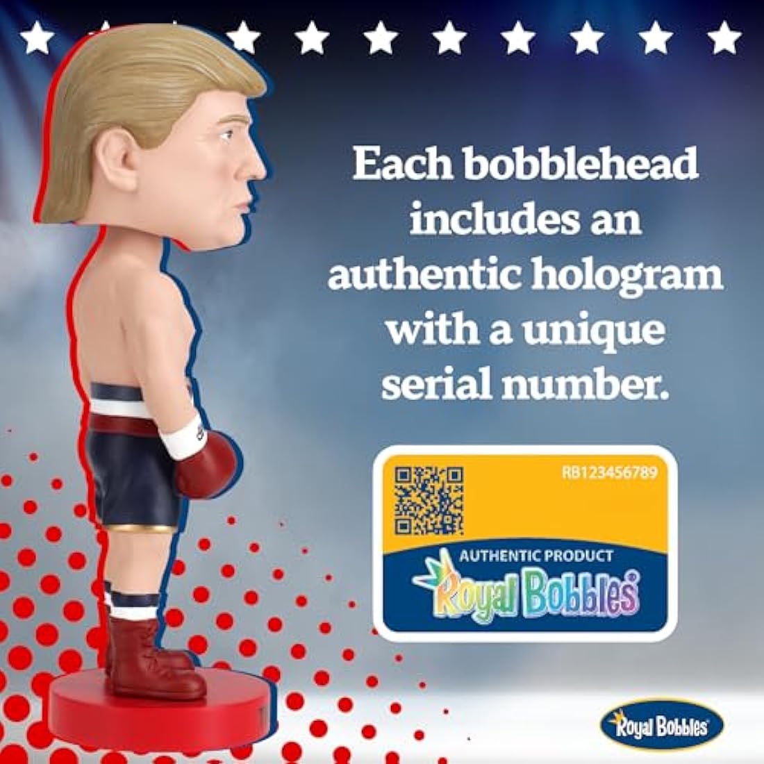 Royal Bobbles Donald Trump Boxer Bobblehead, Premium Polyresin Lifelike Figure, Unique Serial Number, Exquisite Detail