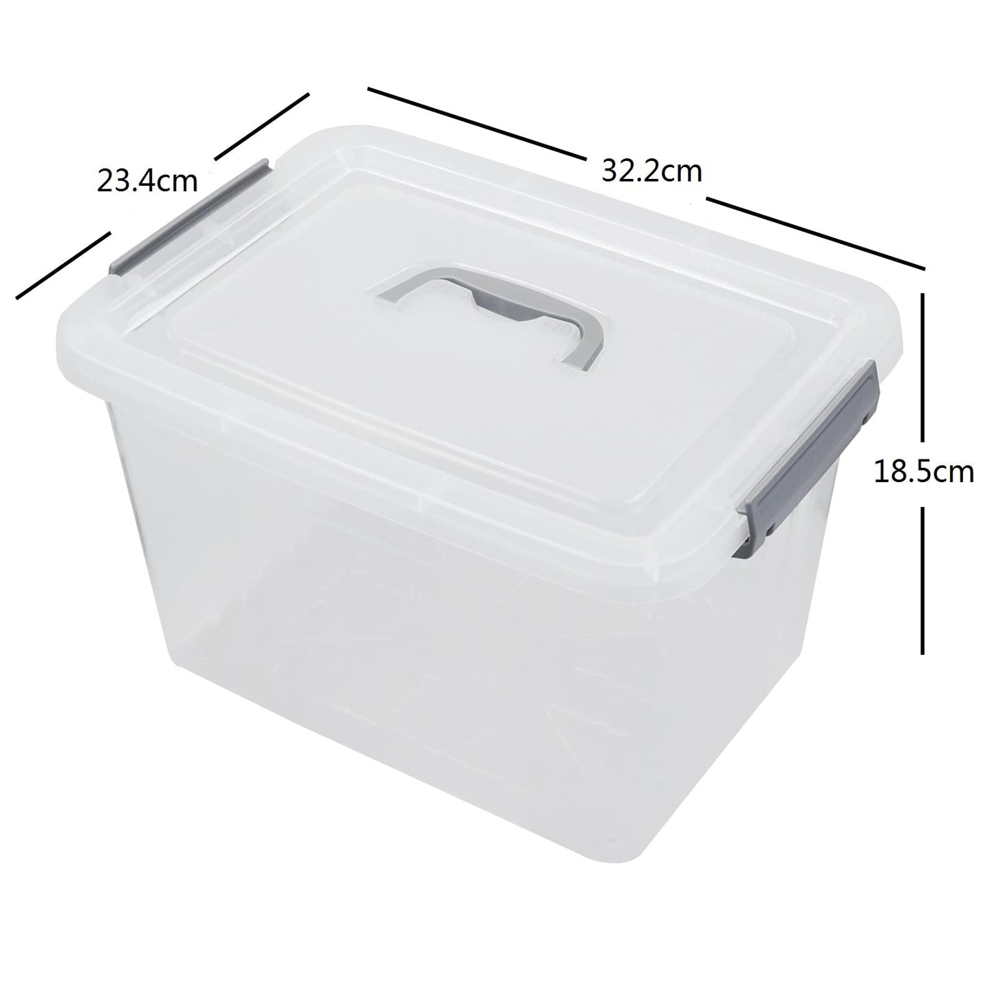 Gitany 6-pack 12 L Plastic Latching Storage Box with Lid, Clear Container Set