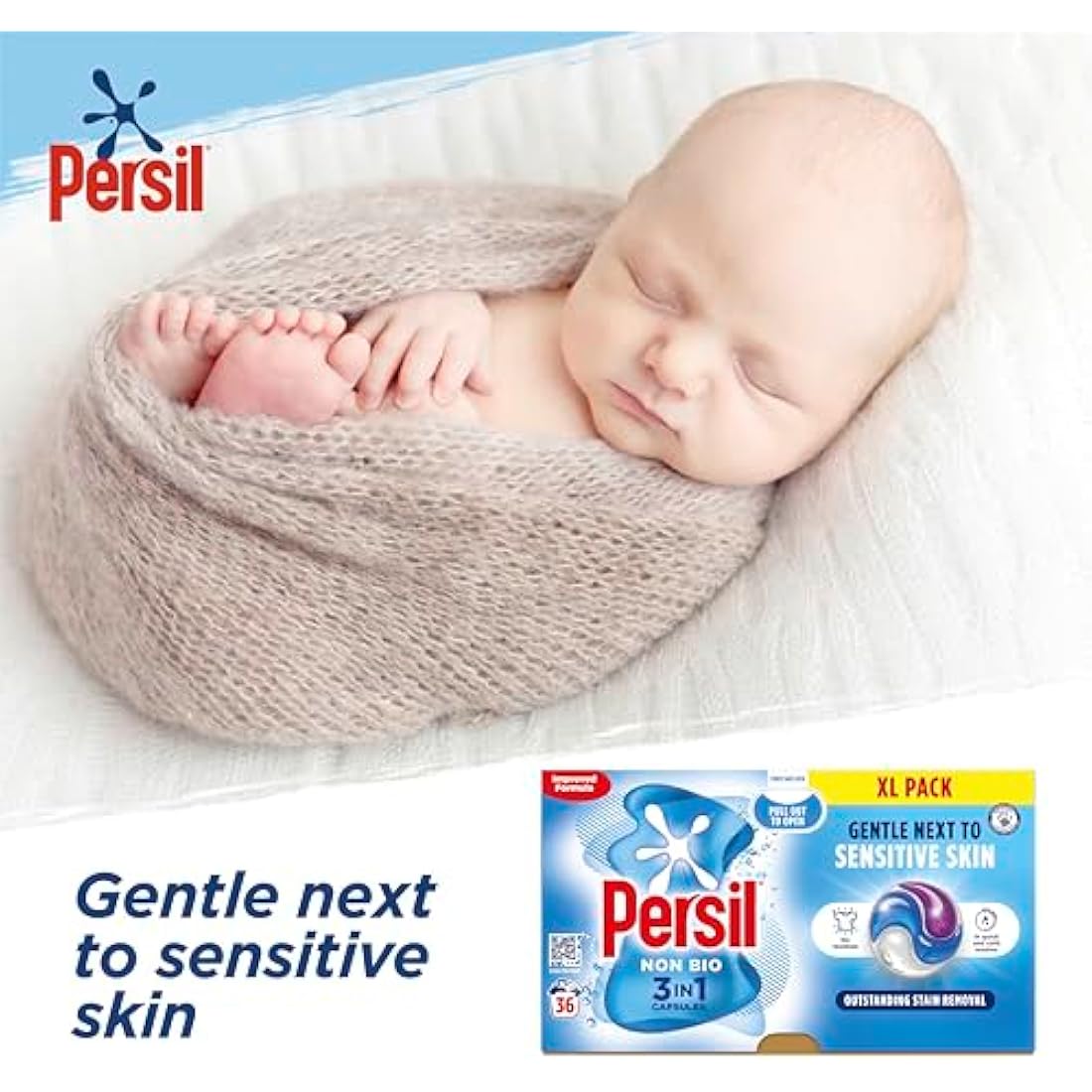 Persil Non Bio 3 in 1 Washing Capsules laundry capsules gentle next to sensitive skin for outstanding stain removal in quick & cold washes 108 washes (3x 36)