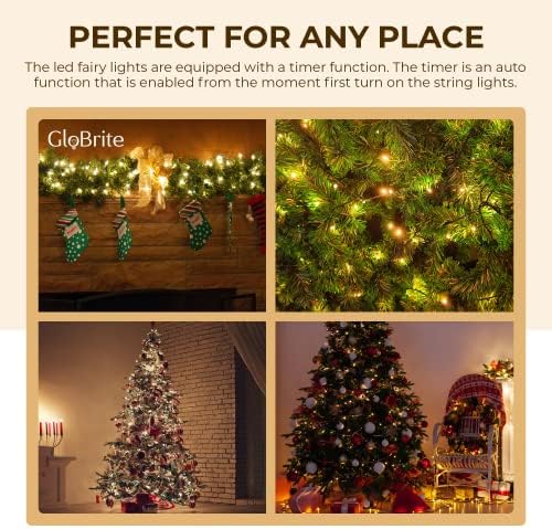GloBrite Fairy Lights 1000 LED - Christmas Lights with 8 Modes Function for Christmas Tree Outdoor Lights Christmas Lights Garden Lights Christmas Tree Decorations - White