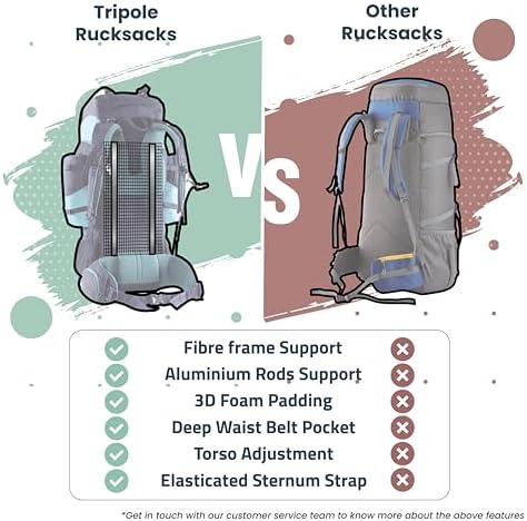 Tripole Walker Pro Internal Frame Rucksack for Travel and Trekking Front Opening Laptop Sleeve Water Repellent Rain Cover