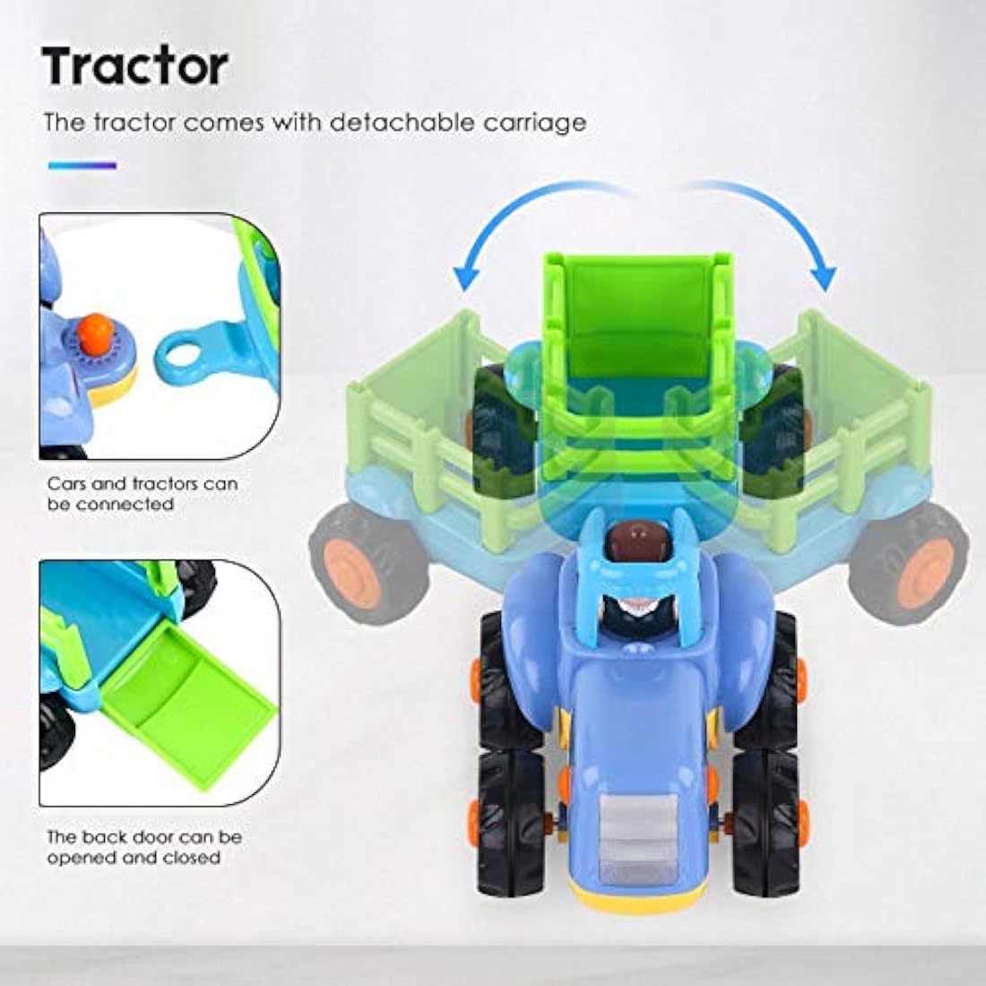 MOONTOY Baby Car Toys Push and Go Friction Powered Car Toys Tractor Bulldozer Dumper Cement Mixer Engineering Vehicles Toy for Boys Girls Kids Gift Early Education Toy 18 Month