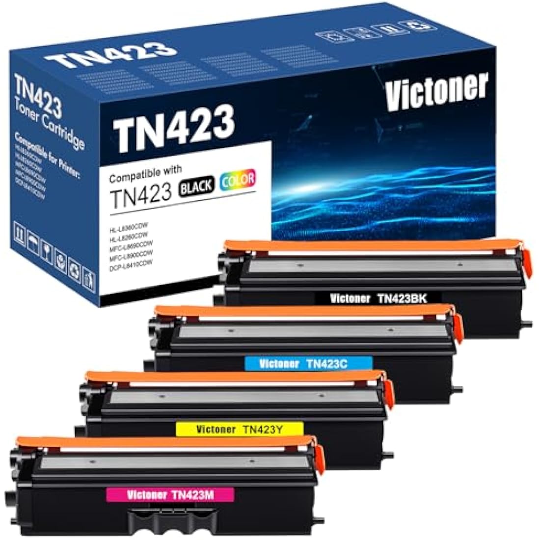 TN-423 TN423 MFC-L8690CDW HL-L8260CDW Toner : for Brother TN 423 TN423BK TN421 TN-421 for MFC L8690CDW HL-L8360CDW MFC-L8900CDW DCP-L8410CDW DCP-L8410CDW DCP-L88 410CDN ( Black Cyan Yellow Magenta,