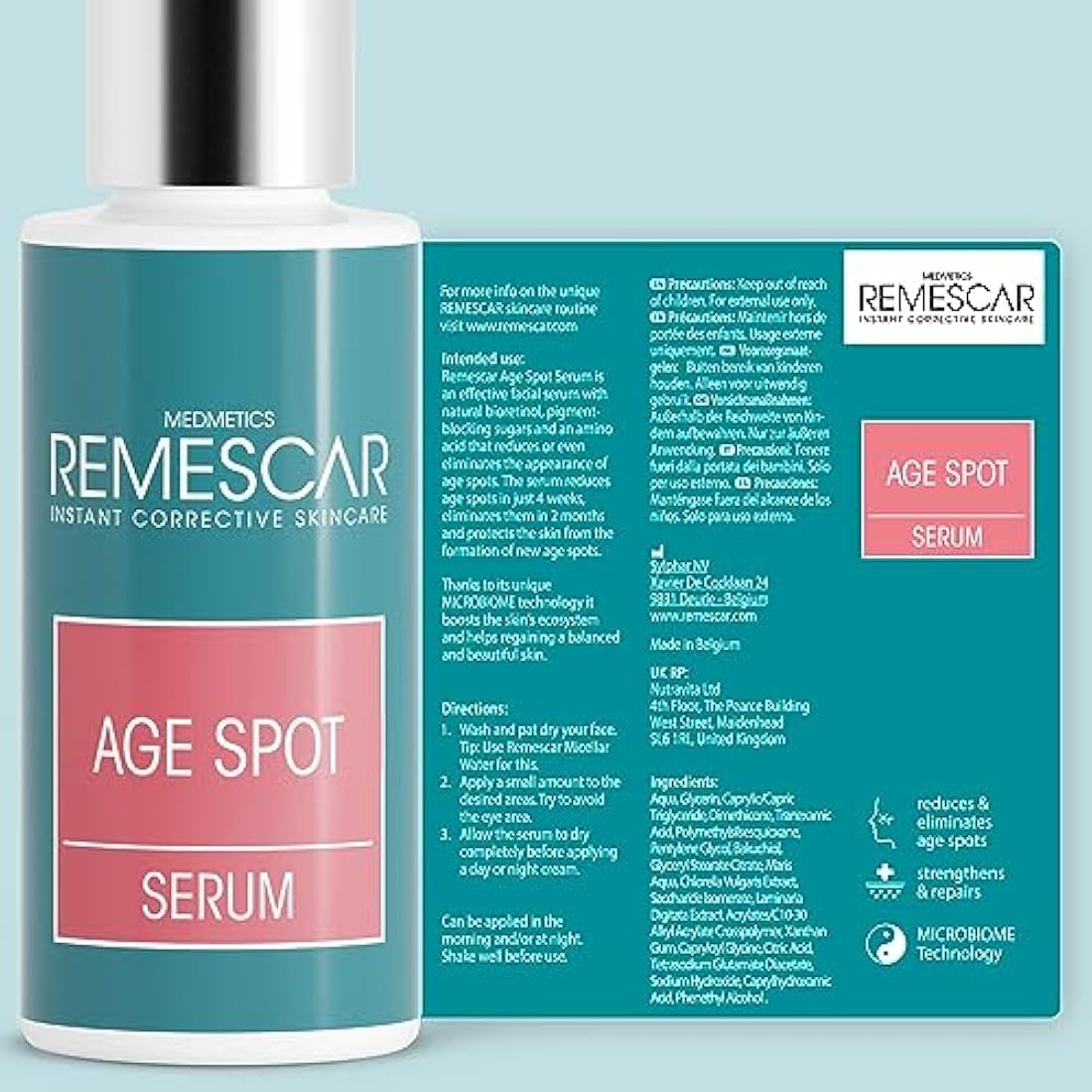 Remescar Age Spot Serum 30ml - Dark Spot Correcting Serum - Clinically Proven Age Spot Remover with Bakuchiol, Tranexamic Acid and Anti-Melanogenic Sugars - Hyperpigmentation Cream