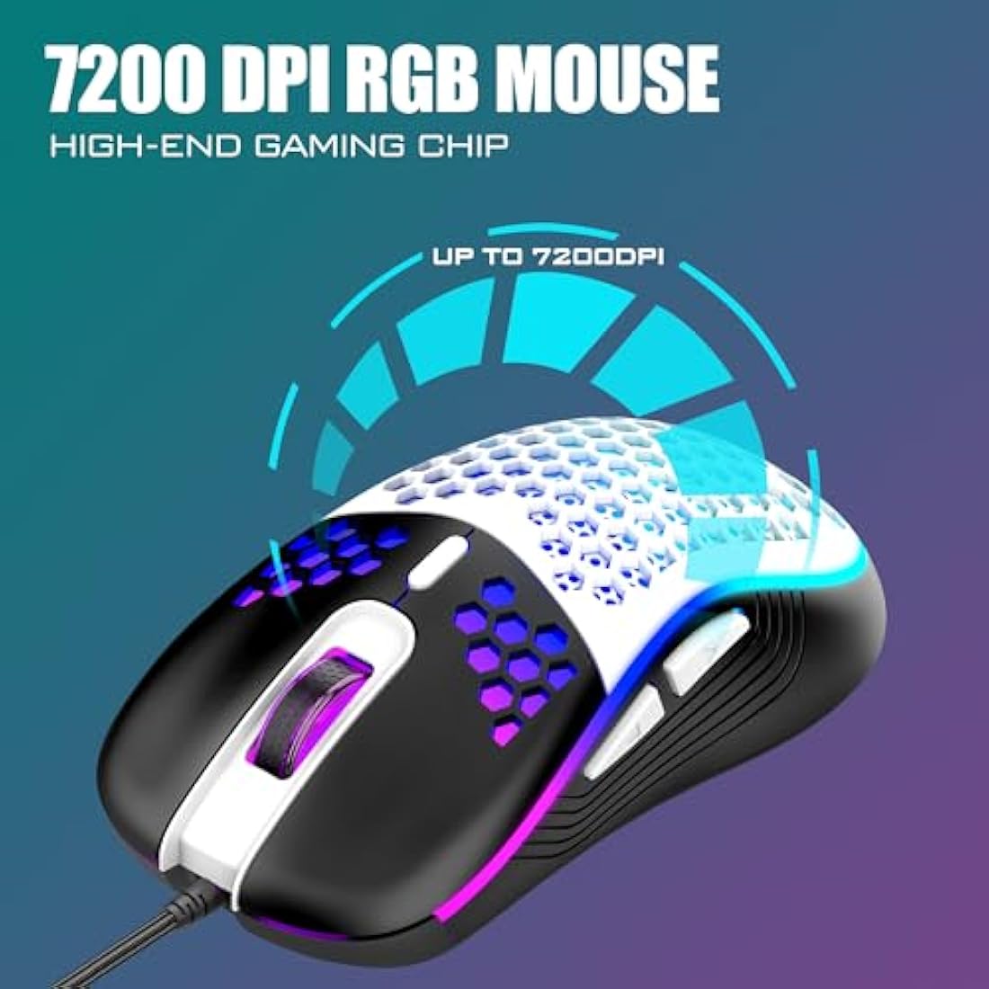 RedThunder 60% RGB Gaming Keyboard and Mouse Combo,UK Layout Ultra Compact Backlit Mini Keyboard, Lightweight 7200 DPI Cellular Optical Mouse, Portable Wired Gaming Set for PC PS5 Gamers(White-Black)