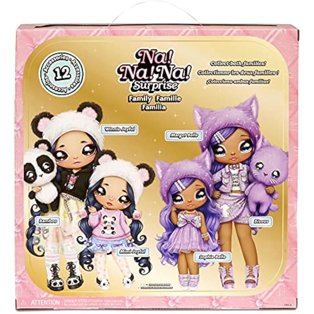 Na Na Na Surprise Family Soft Doll Set of 3 with 2 Fashion Dolls and 1 Pet - Toys for Kids - Lavender Kitty with Long Hair Dolls, 12 Removable Accessories and Outfits, and Adorable Plush Pet Cat