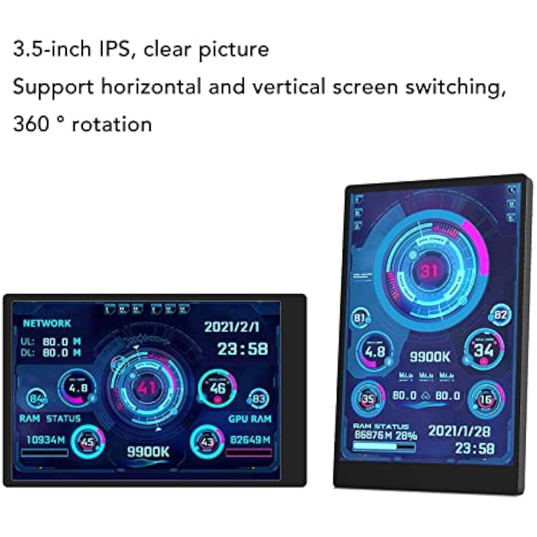 3.5 inch IPS USB Mini Monitor - AIDA64 CPU GPU RAM Pc Sensor Panel Display - Temperature Monitor - Support Horizontal and Vertical Screen