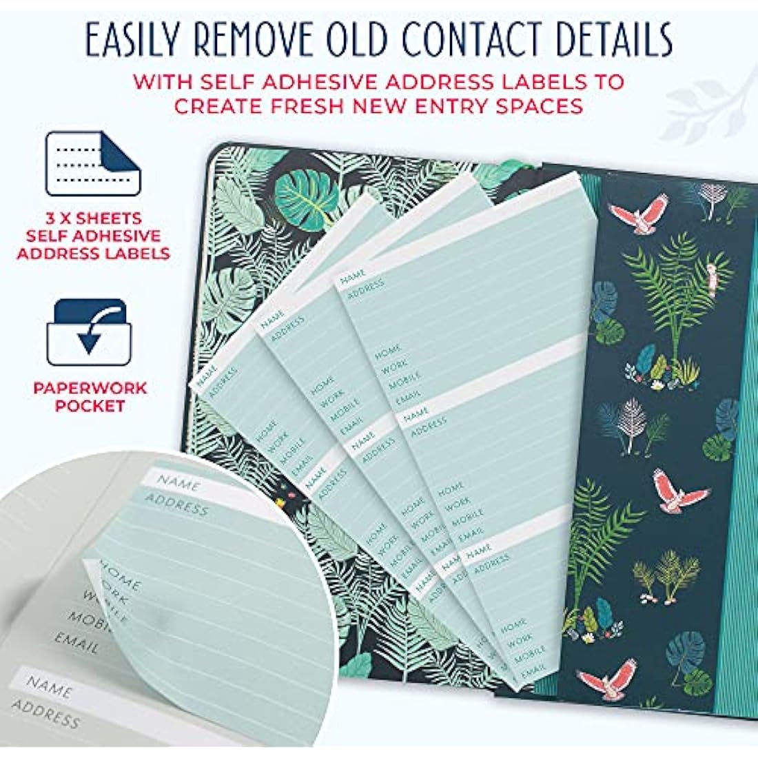 Boxclever Press Small Address Book with 432 Spaces. Address Books with Alphabet Index hardback, Pocket & Change of Address Labels. Perfect Gifts for Women 21 x 13 cm