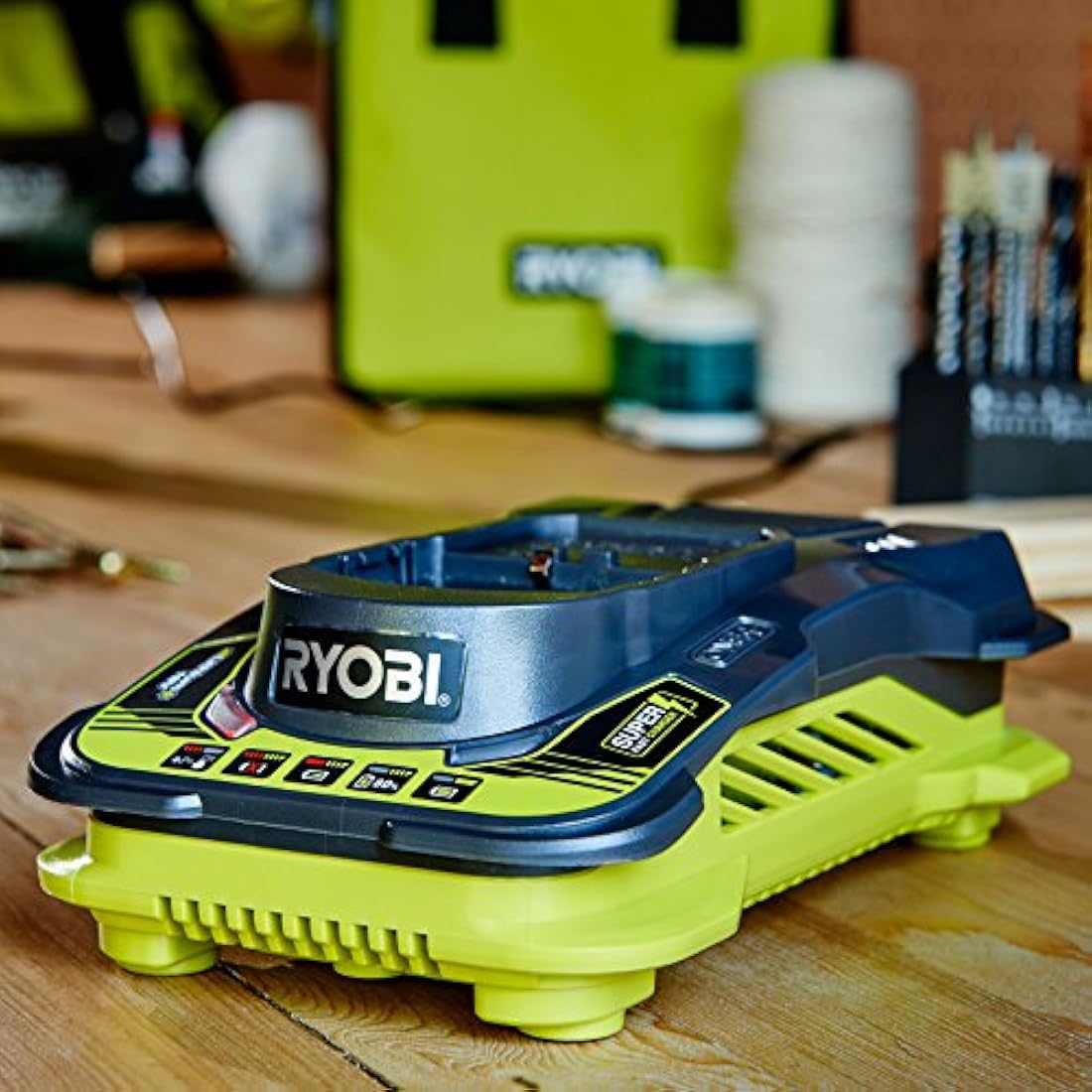 RYOBI RC18150 18V ONE+ Cordless Battery Charger, Hyper Green/Grey, 5.0Ah