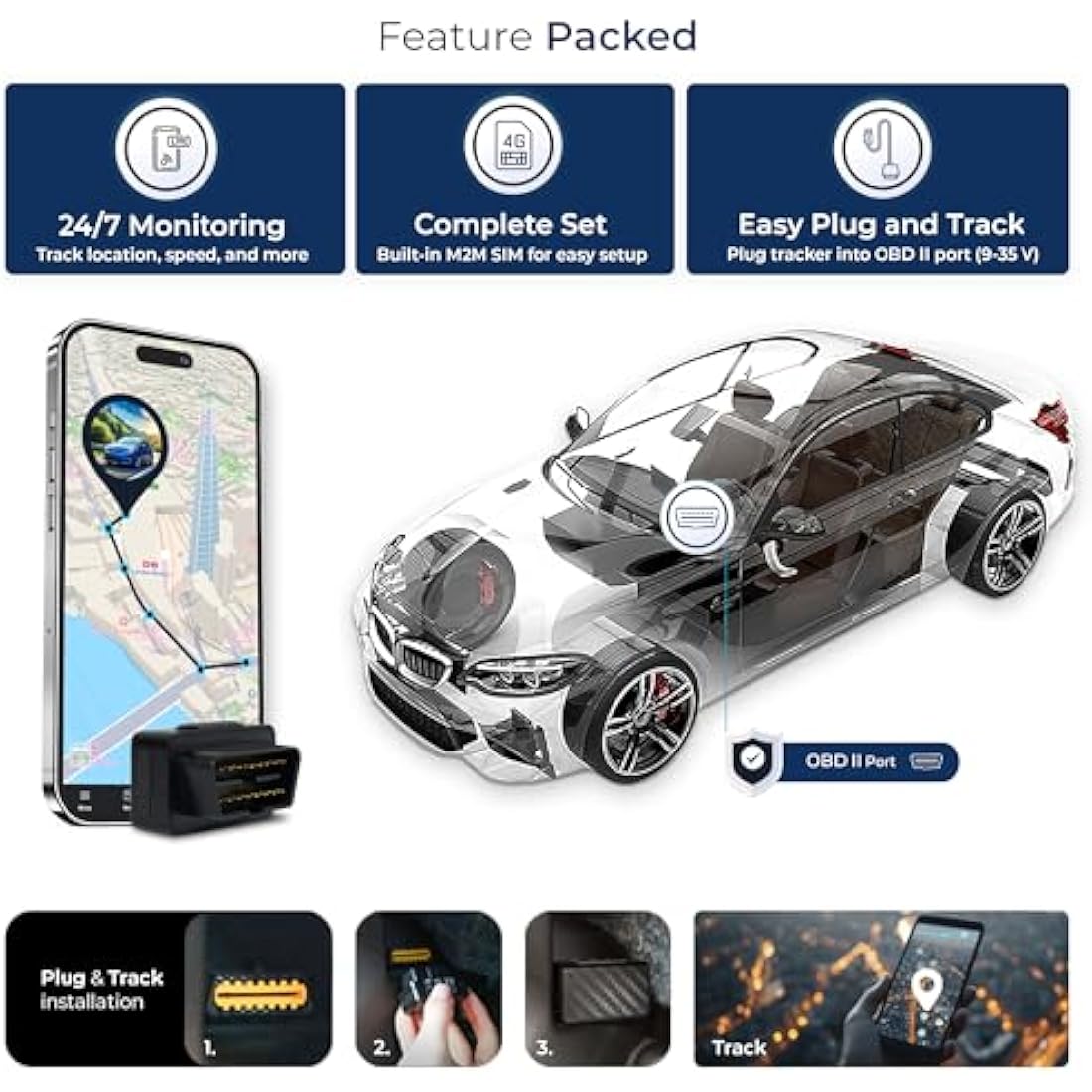 SALIND 08 4G - Mini GPS Tracker for Cars, Lorries, Vehicles - Connection via OBD2 - UK & Worldwide Real Time Tracking, Safe Area, Route Memory System and Alarms