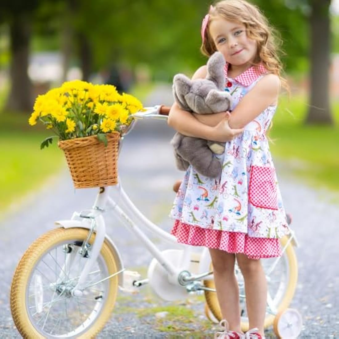 Glerc Little Molly 14 Inch Kids Retro Girls Bike for 2-13 Year Old with Wicker Basket & Stabilisers/Kickstand, Multiple Colors