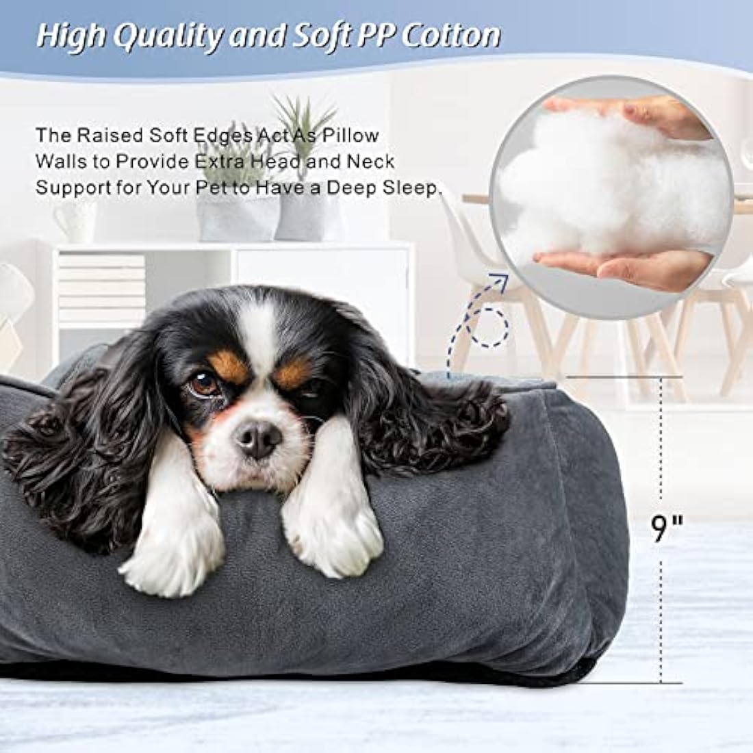 MIXJOY Large Dog Bed Washable, Grey Dog Bed Puppy Beds Orthopedic Pet Bed with Anti-Slip Bottom, Low Front Edge Dog Bed for Border Collie, Golden Retriever, French Bulldog, 76×61×23 cm