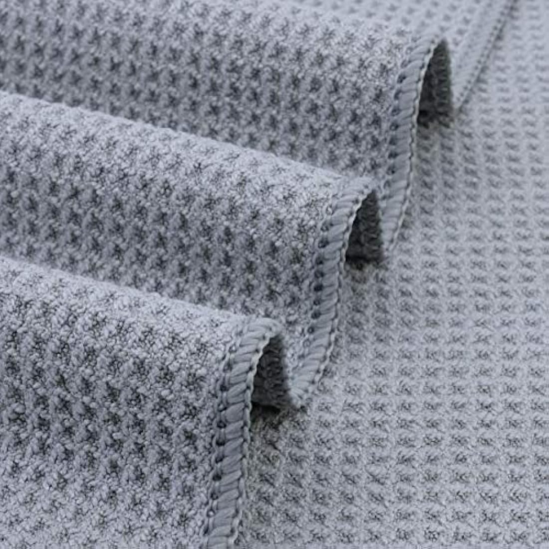POLYTE Premium Microfibre Kitchen Dish Tea Towel Waffle Weave (Gray, 40x71) 12 Pack