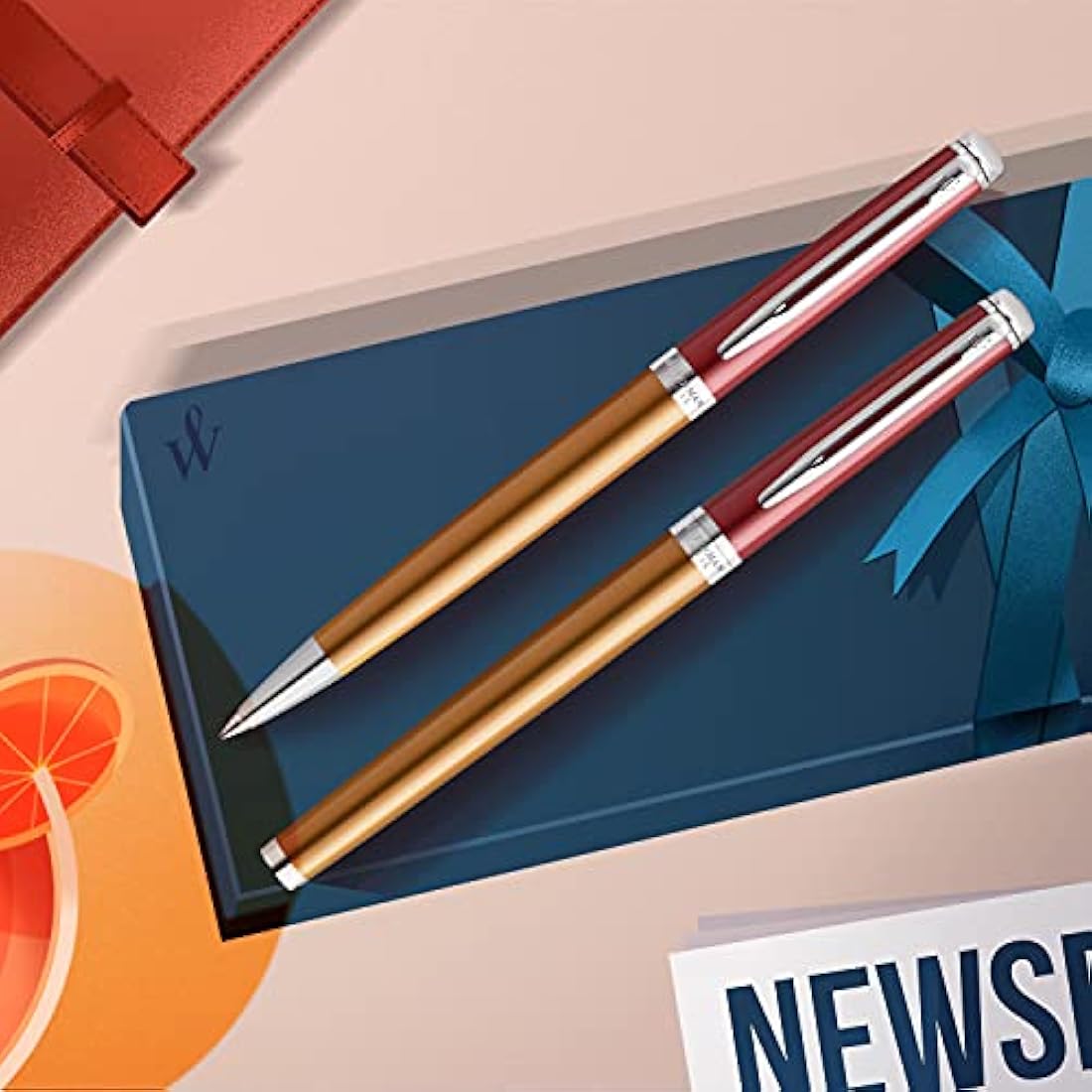 Waterman Rollerball Pen | Hemisphere French Riviera Collection | Promenade Vermillon | Fine Point | Gift Box