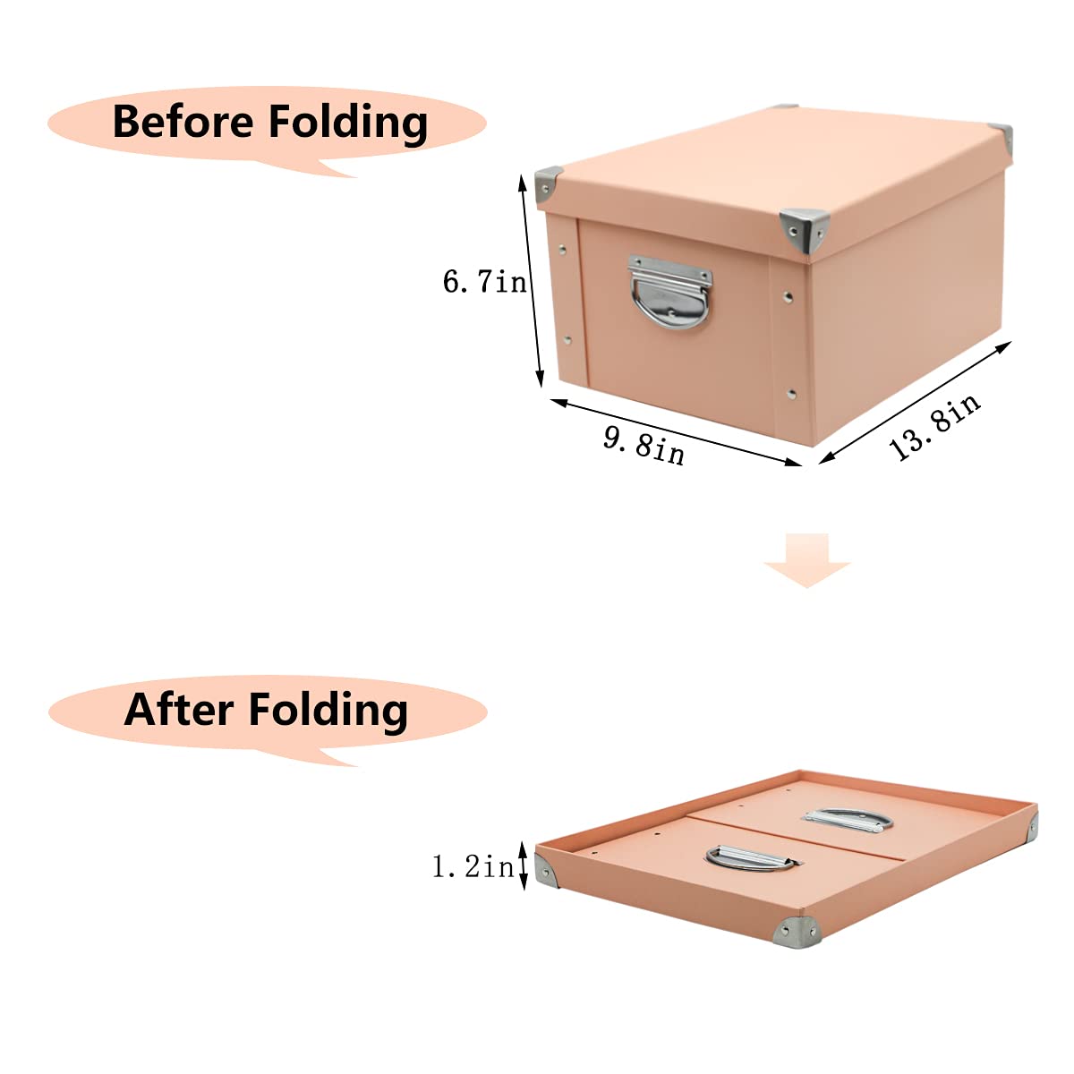 GUOZI Collapsible Storage Box with Lid, Decorative Cardboard File Organizer