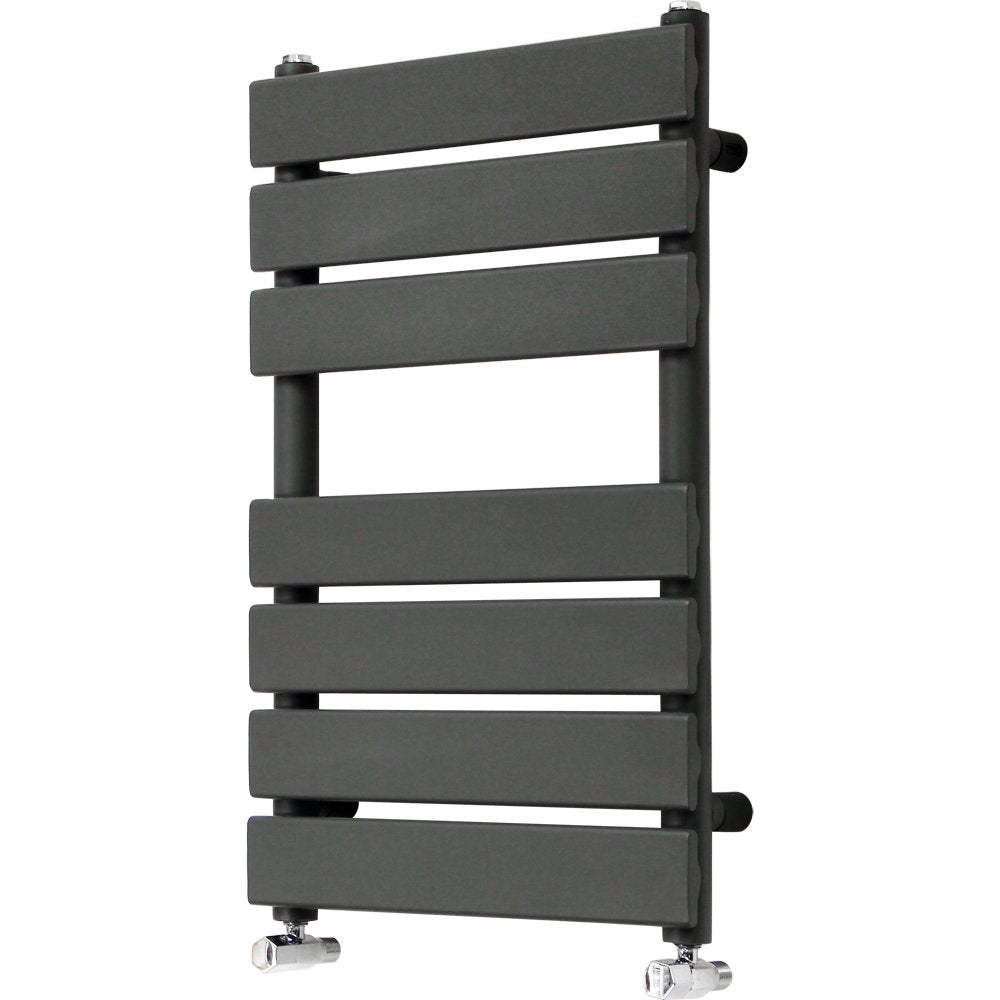 NRG 650x500mm Anthracite Flat Panel Heated Towel Rail Radiator with Valves