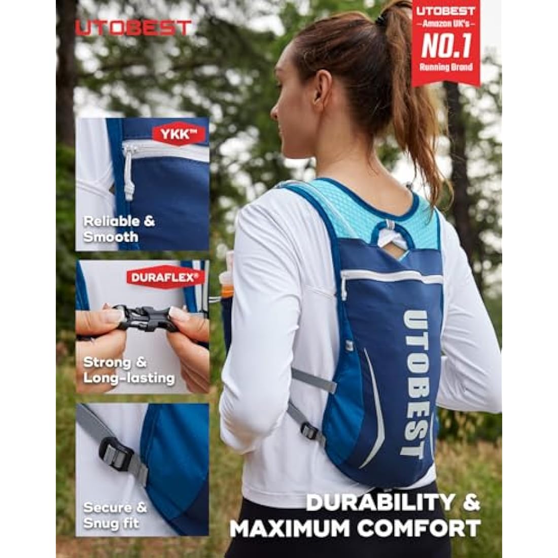 UTOBEST Running Backpacks Lightweight Hydration Pack Functional Running Vest 5L