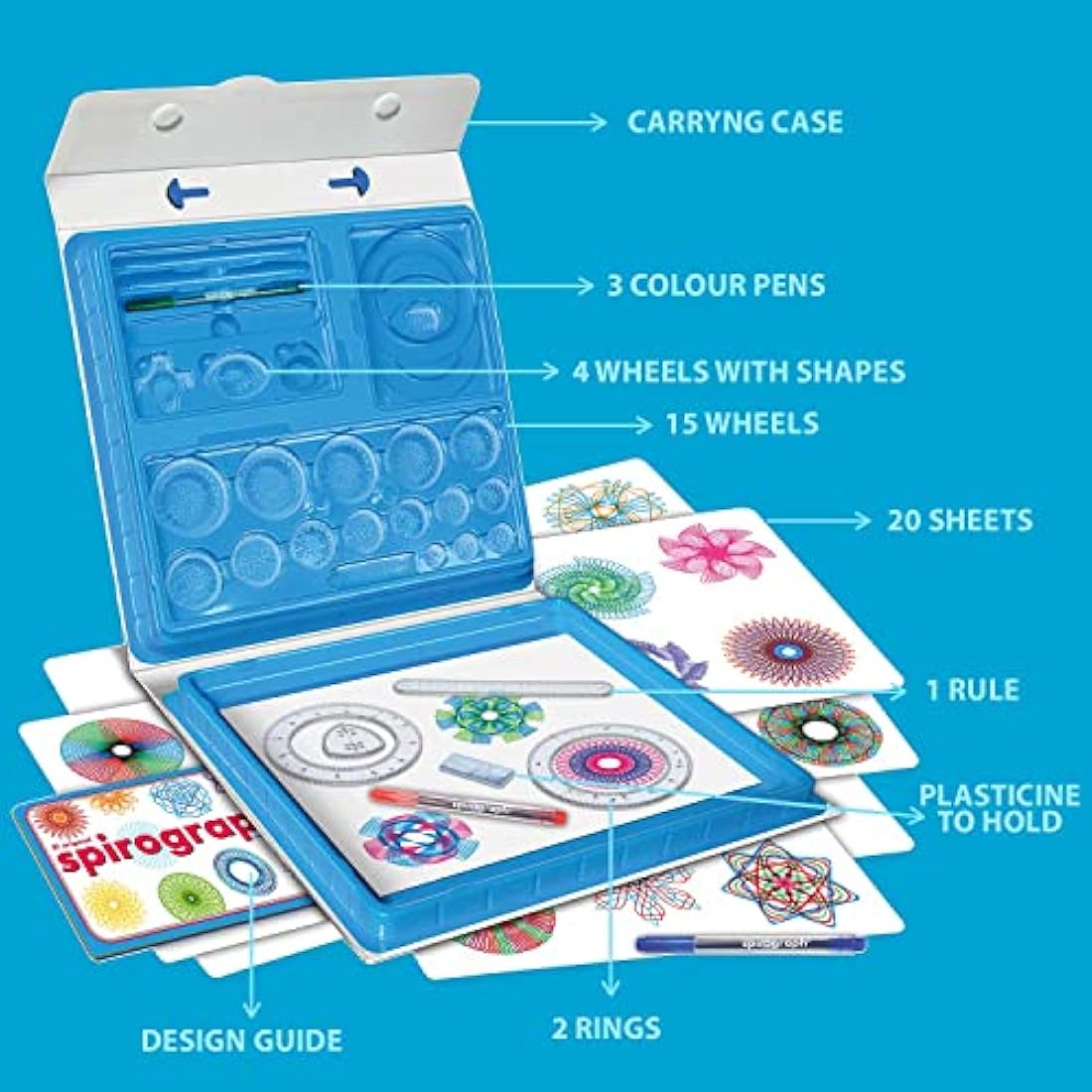Spirograph Deluxe - Spirographe Enfant 8 Ans | Mandala Designer | Kit Mandala Enfant | Kit Mandala Adulte | Kit Dessin Enfant | Jeu Creatif Fille 8 Ans ou Plus