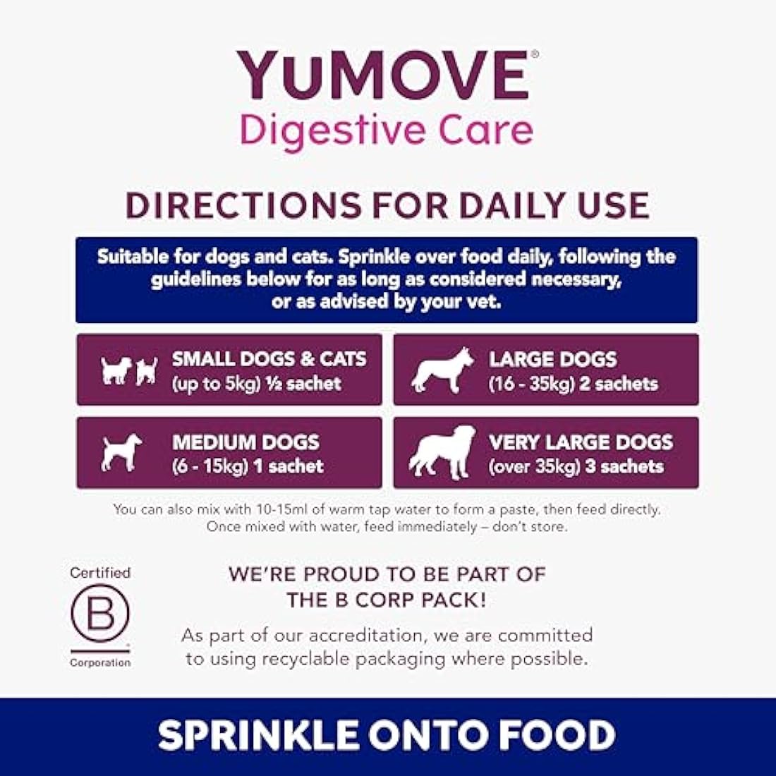 YuMOVE Digestive Care PLUS, Dogs & Cats Pre and Probiotics Supplement for Gut Health, Digestive Support Veterinary Strength with Fast-acting Ingredients, All Ages and Breeds, 6 Sachets