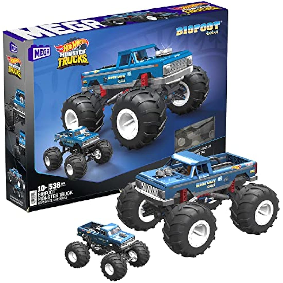 MEGA Hot Wheels Collectible Monster Truck Building Toy for Adults 1:18 Scale Bigfoot with Deluxe Features, for Fans and Collectors, HHD20
