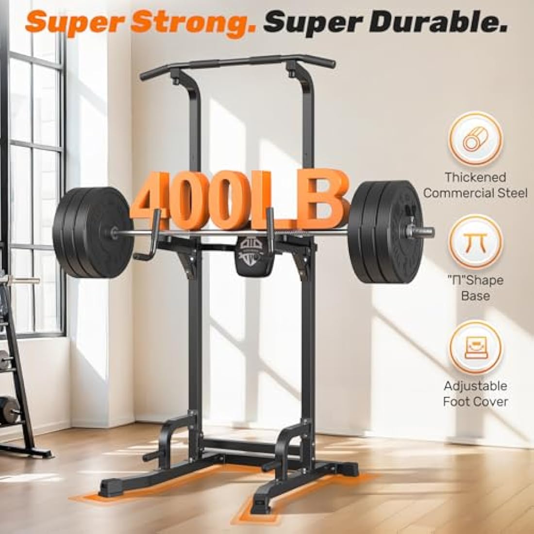 Sportsroyals Pull up Bar, Multi-Function Power Tower Dip Station with Upgraded Adjustable Foot Cover Equipment for Home Gym,400LBS