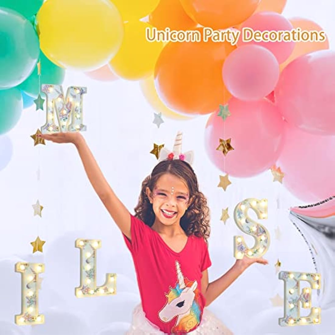Vimlits Unicorn Light Up Letters, LED Letter Lights Warm White Alphabet Sign Unicorn Gifts for Girls Birthday Unicorn Party Decorations Bedroom Night Light Christmas Valentine Wall Table Decor - P