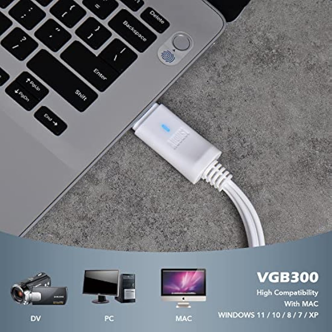 Video Capture Card USB - August VGB300 - Transfer VHS Hi8 8mm Tapes to PC or Mac Composite In or S-Video for Camcorders and Video Recorder VCR/Capture for Xbox 360 and PS3 Gameplay