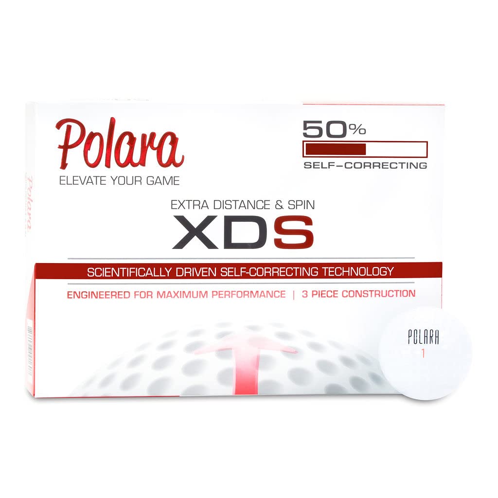 Polara Golf XDS Extra Distance & Spin 3-Piece Golf Balls, Designed to Correct Hooks and Slices, (12 Balls)