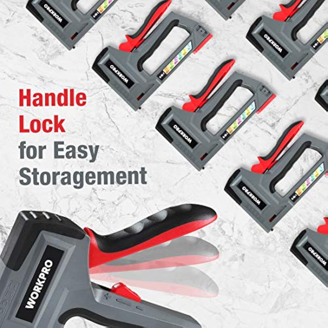 WORKPRO 6 in 1 Multifunctional Wall Stapler with 4000 Staples Manual Stapler for Fixing Hardware Furniture Decoration Door Window Cabinet