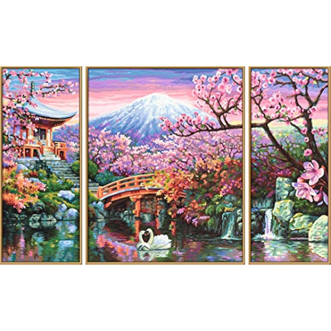Schipper 609260751 Adults’ Painting by Numbers Kit, Cherry Blossoms In Japan, Includes Brush and Acrylic Paints, Triptych, 50 x 80 cm