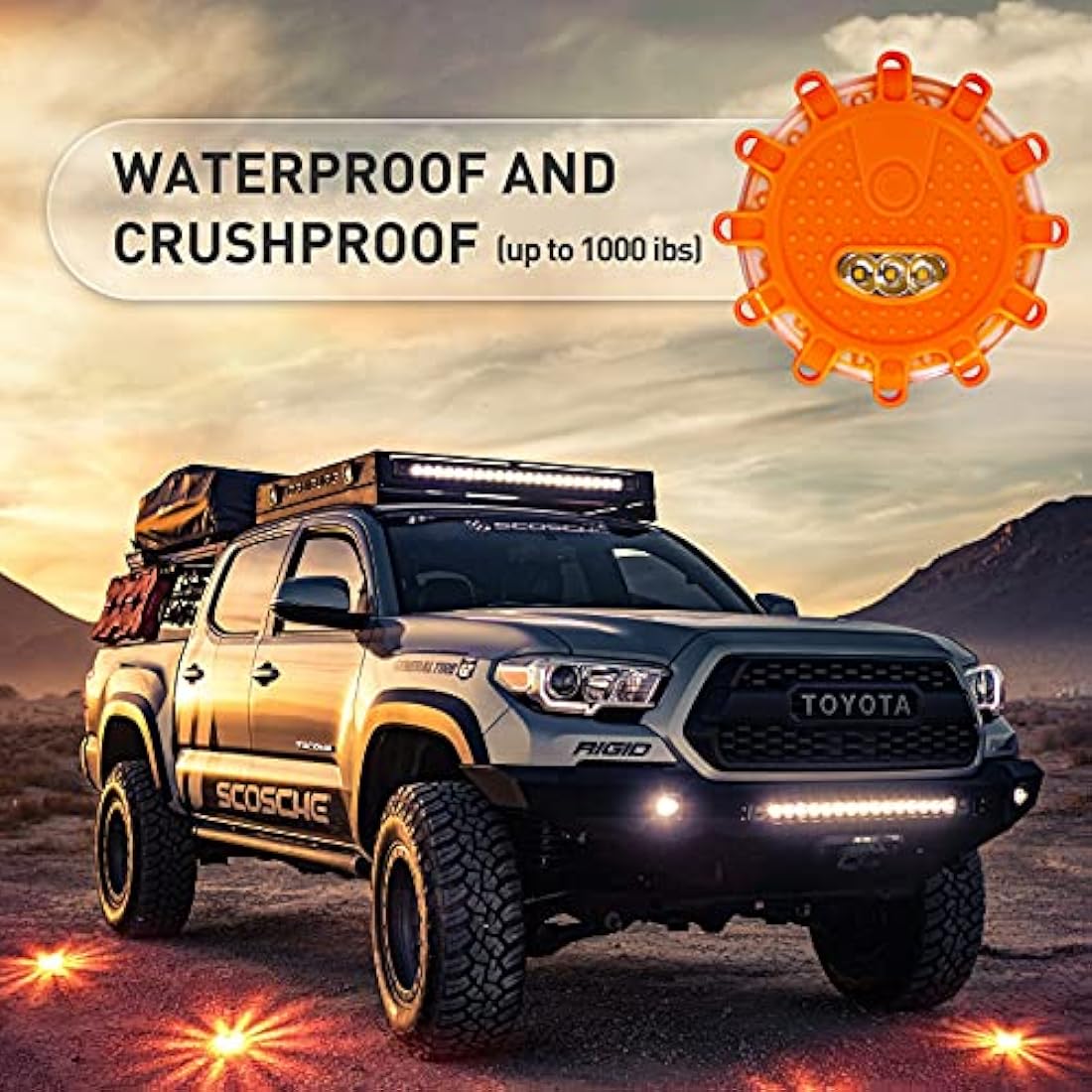 Kitgo 3 Pack LED Road Flares Flashlight Emergency Safety Warning Light Kit for Car Truck RV Vehicles Boat with Magnetic Base & Hook
